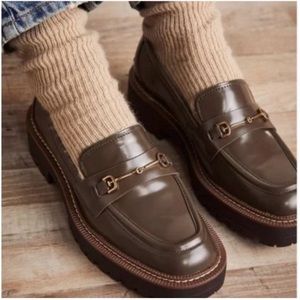 Sam Edelman Laurs chunky platform olive green horsebit loafers